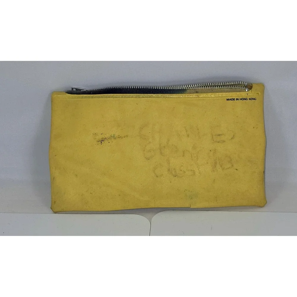 BATMAN & ROBIN 1974 Yellow Plastic Zipper Pencil Pouch Pencil Case Hong Kong VTG